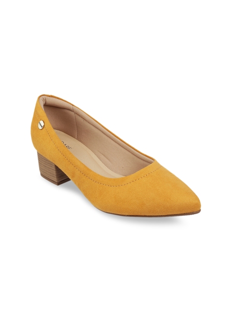 

MODARE Women Mustard Yellow Solid Pumps