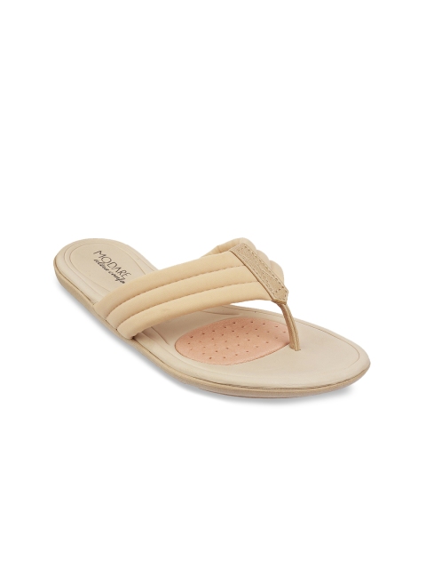 

MODARE Women Beige Solid Fabric Open Toe Flats