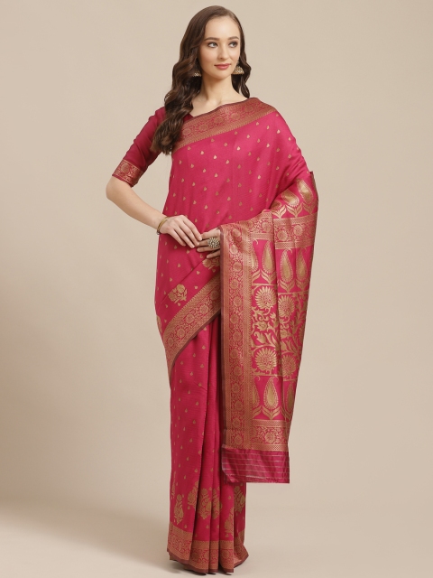

Saree mall Pink & Golden Woven Design Banarasi Saree