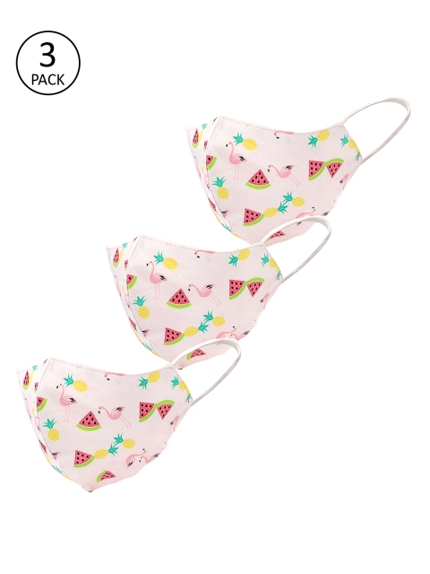 

LEGAL BRIBE Women 3 Pcs Printed 3-Ply Anti-Pollution Reusable Cloth Masks, Multi