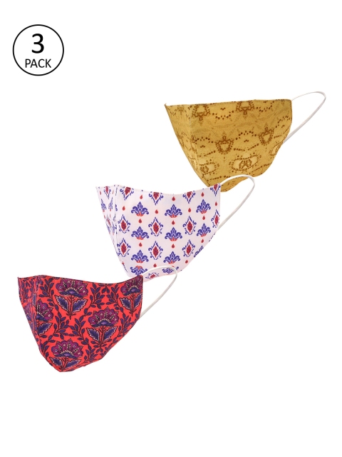 

LEGAL BRIBE Adults 3 Pcs Printed 3-Ply Anti-Pollution Reusable Cloth Masks, Multi