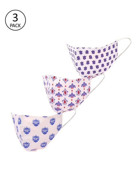 

LEGAL BRIBE Women Pack Of 3 Printed 3-Ply Reusable Cloth Masks, Multi