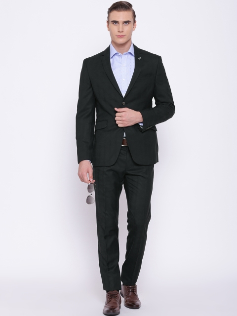 

Van Heusen Men Black Single-Breasted Self-Checked Ultra Slim Fit Formal Suit