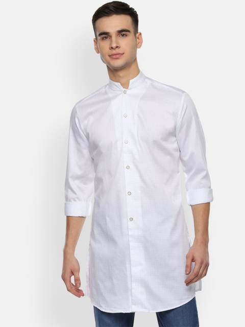 

V Dot Men White & Blue Slim Fit Printed Casual Shirt