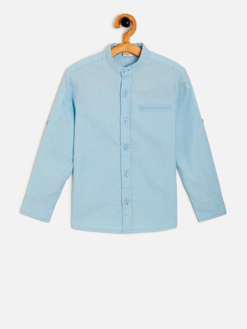 

Aomi Boys Blue Regular Fit Solid Casual Shirt