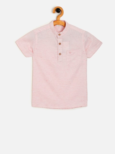 

Aomi Boys Pink Regular Fit Striped Casual Shirt