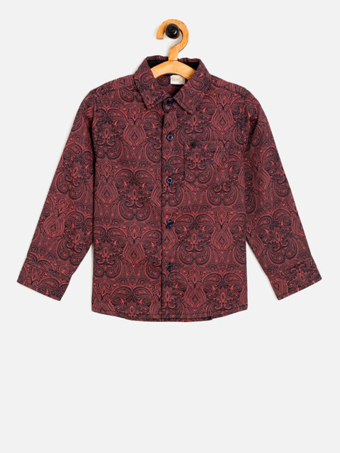

Aomi Boys Maroon & Navy Blue Regular Fit Printed Casual Shirt