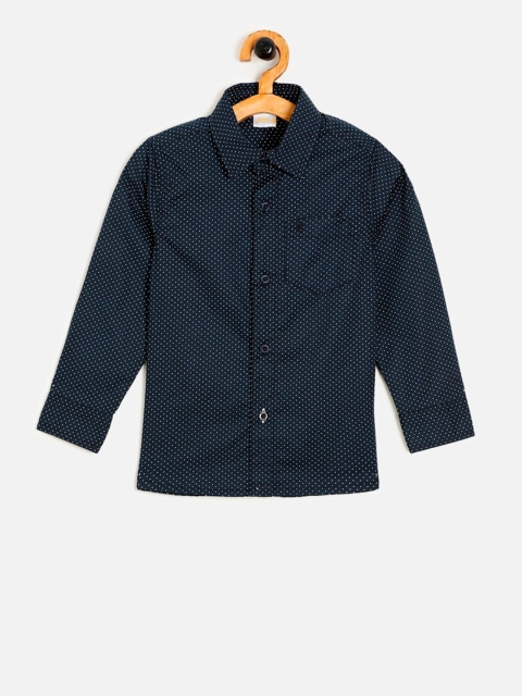 

Aomi Boys Navy Blue Regular Fit Printed Casual Shirt