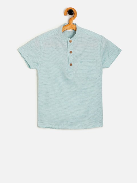 

Aomi Boys Sage Green Regular Fit Striped Casual Shirt