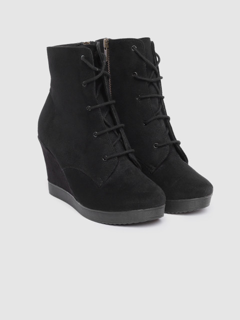 

Inc 5 Black High-Top Wedged Concealed Heeled Boots