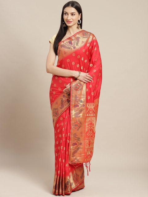 

Mitera Red & Golden Woven Design Paithani Saree