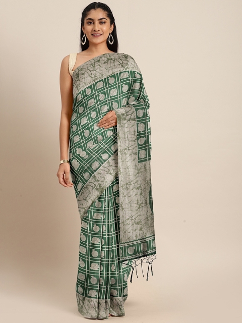 

KALINI Green & Beige Art Silk Printed Saree