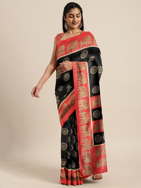 

KALINI Black Art Silk Woven Design Mysore Silk Saree