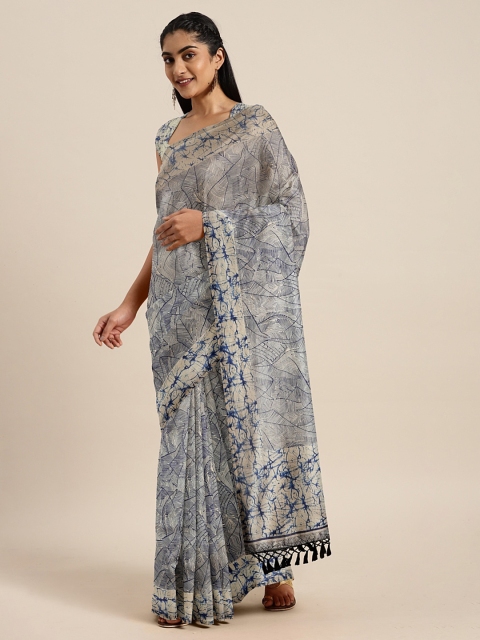 

Mitera Blue & Grey Art Silk Printed Mysore Silk Saree