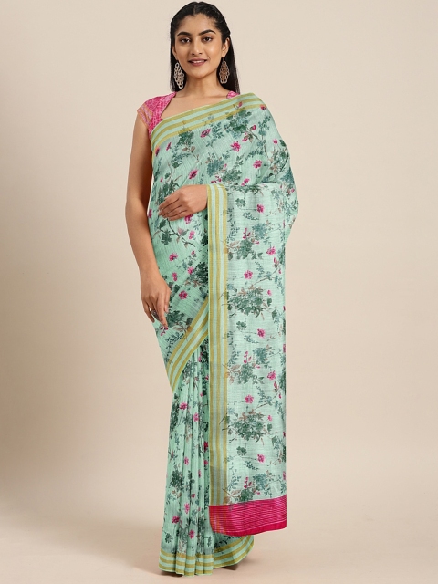 

KALINI Teal Green & Green Art Silk Printed Mysore Silk Saree