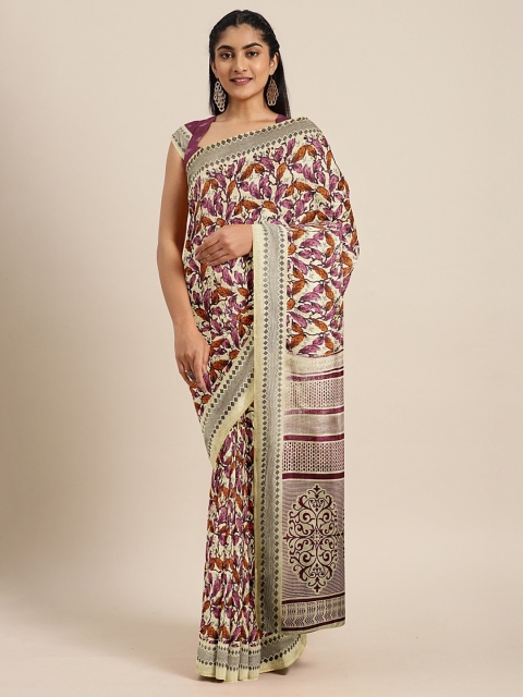 

KALINI Beige & Magenta Art Silk Printed Khadi Saree