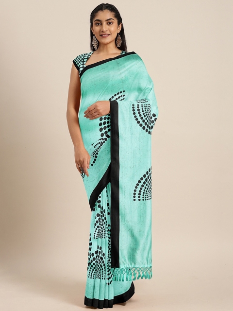 

KALINI Sea Green & Black Art Silk Printed Mysore Silk Saree