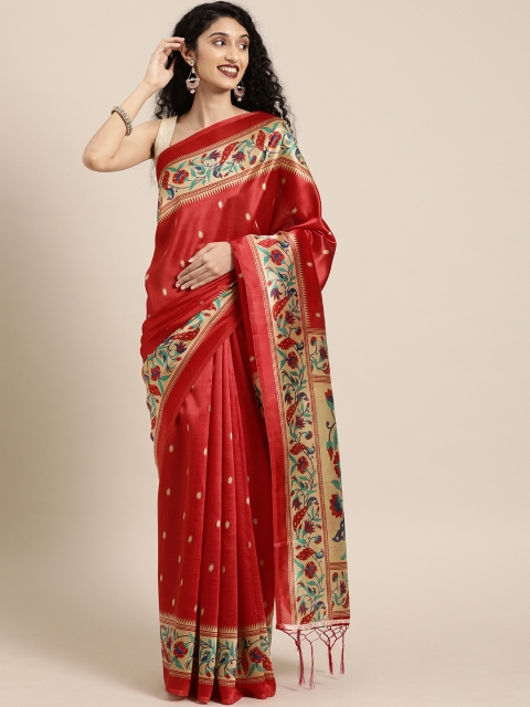 

KALINI Red Art Silk Printed Mysore Silk Saree