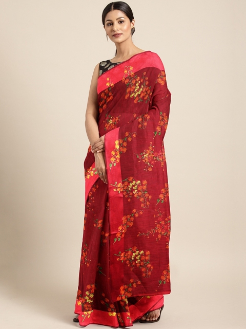 

KALINI Red & Yellow Cotton Blend Printed Saree