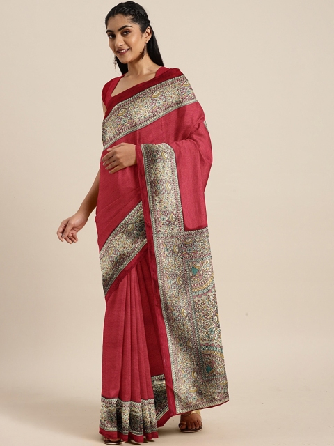 

KALINI Maroon Art Silk Solid Mysore Silk Saree