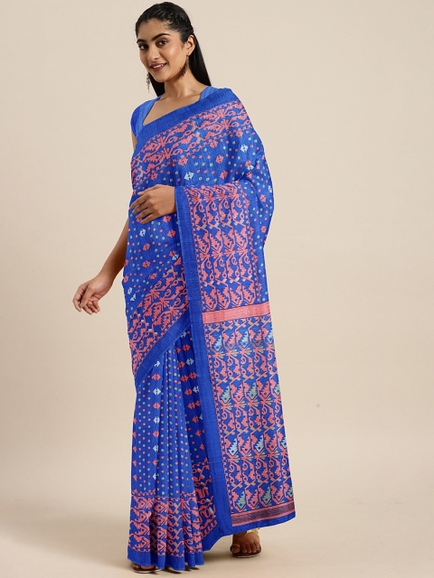 

KALINI Blue & Pink Art Silk Printed Saree