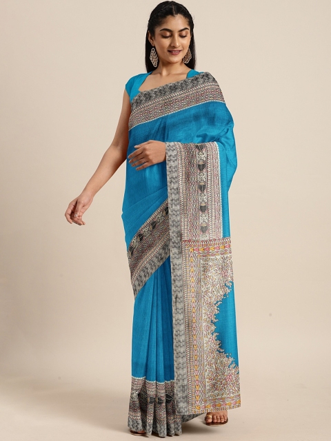 

KALINI Blue Art Silk Solid Mysore Silk Saree