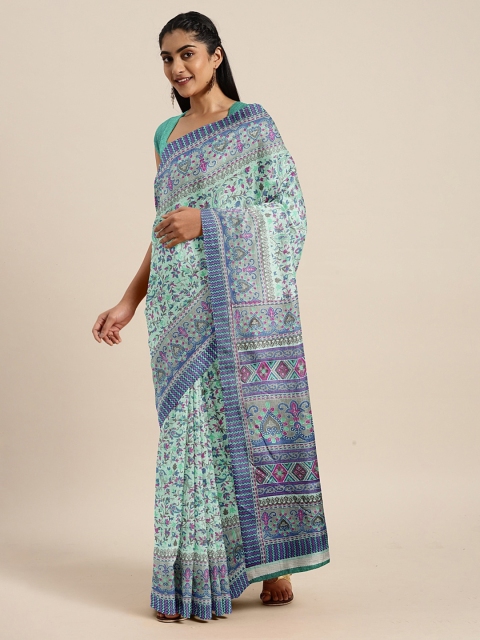 

KALINI Blue & Pink Art Silk Woven Design Khadi Saree