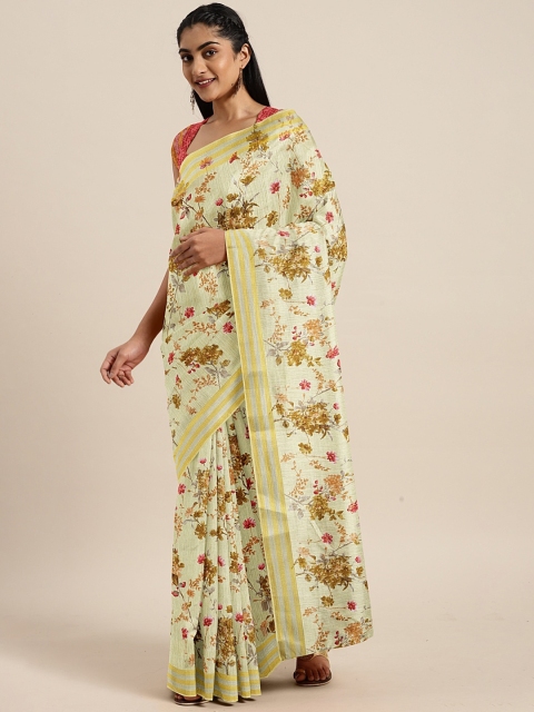 

KALINI Yellow Art Silk Printed Mysore Silk Saree