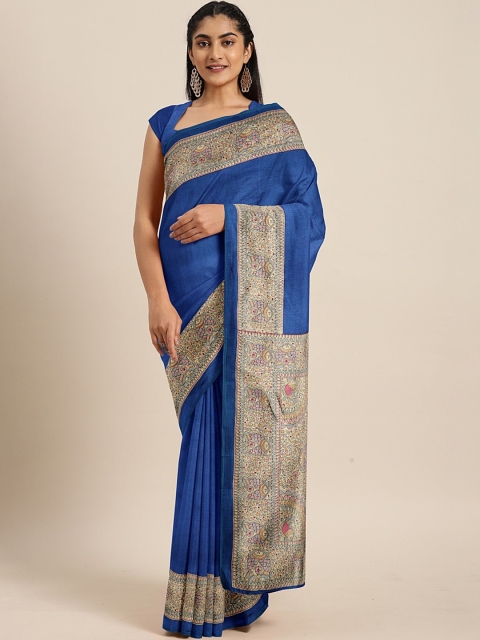 

KALINI Blue Art Silk Solid Mysore Silk Saree