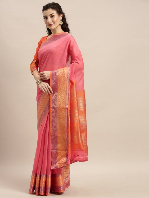 

Mitera Pink Solid Silk Cotton Saree