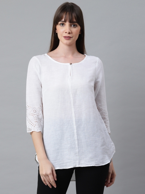 

Marks & Spencer Women White Solid High-Low Top