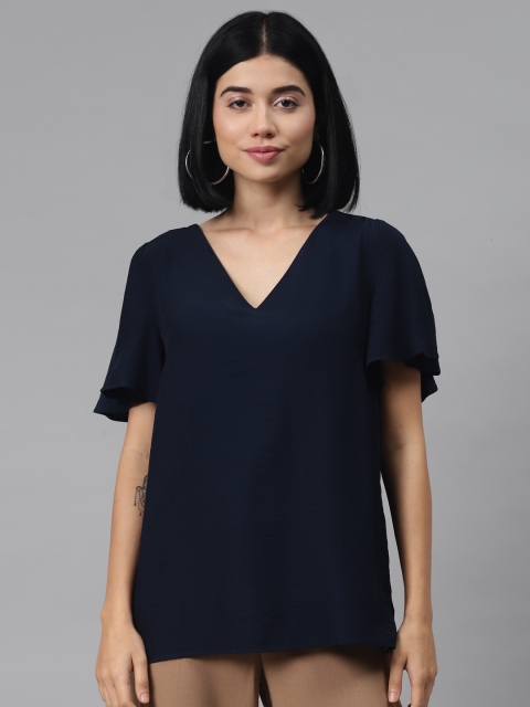 

Marks & Spencer Navy Blue Flared Sleeves Top