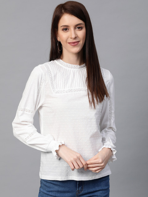 

Marks & Spencer Women White Self Design Top