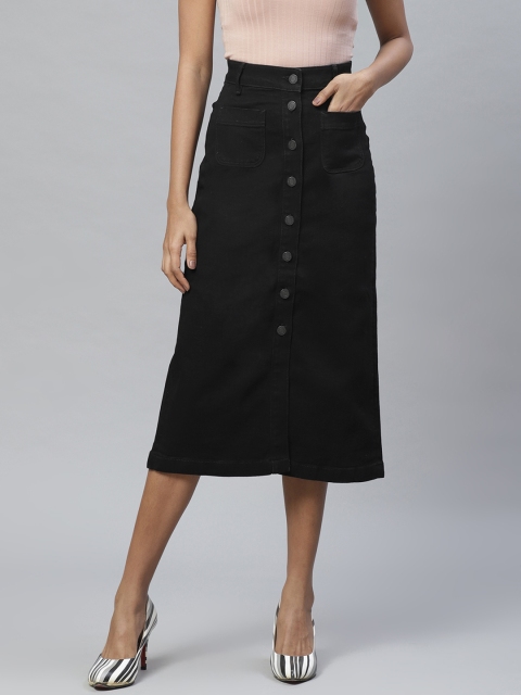 

Marks & Spencer Women Black Solid Denim A-Line Skirt