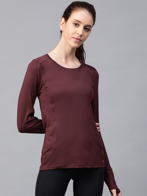 

Marks & Spencer Women Burgundy Solid Round Neck Sports T-shirt