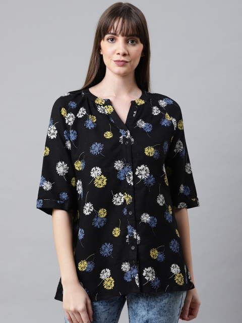 

Marks & Spencer Women Black & Yellow Printed Top