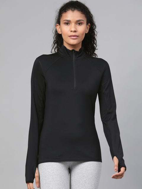

Marks & Spencer Women Black Solid Mock Neck Sports T-shirt