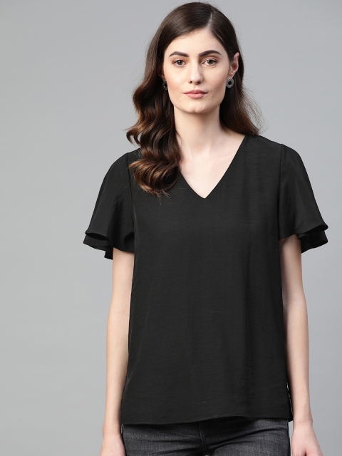 

Marks & Spencer Women Black Solid Flared Sleeves Top