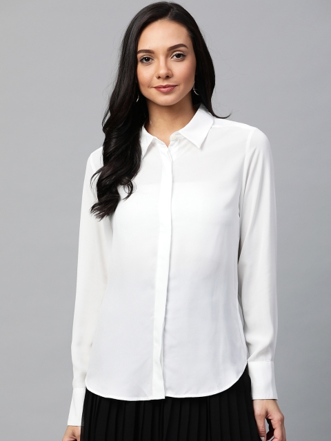 

Marks & Spencer Women White Semi Sheer Regular Fit Solid Casual Shirt