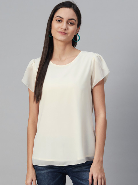 

Marks & Spencer Women Cream-Coloured Solid Top