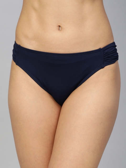 

Marks & Spencer Women Navy Blue Solid Gathered Detail Swim Briefs T525916P