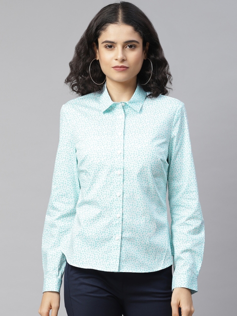 

Marks & Spencer Women Blue & White Regular Fit Floral Print Casual Shirt