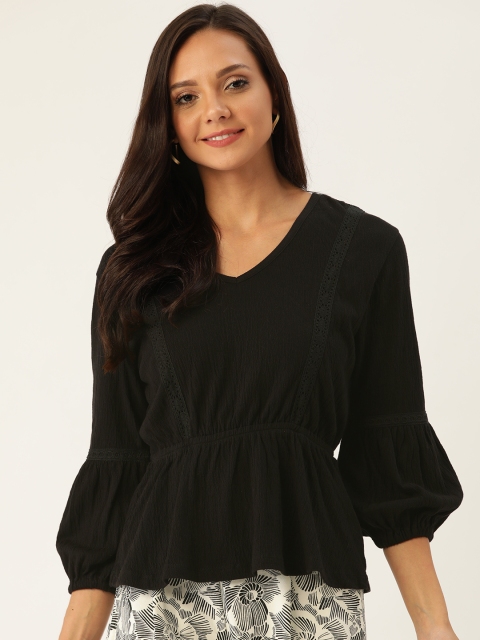 

Rue Collection Women Black Solid A-Line Top