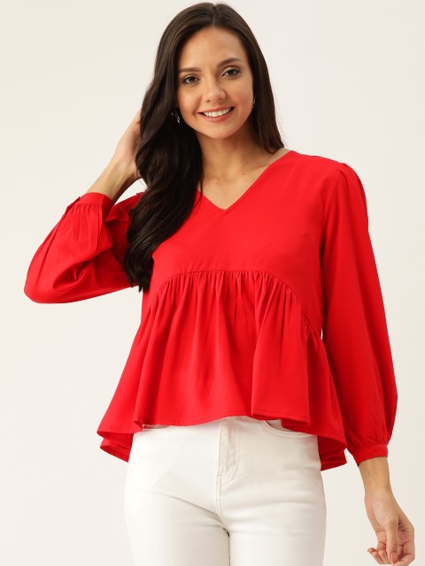 

Rue Collection Women Red Solid A-Line Top