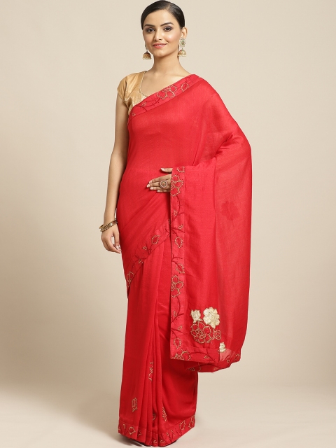 

Shaily Red Solid Saree