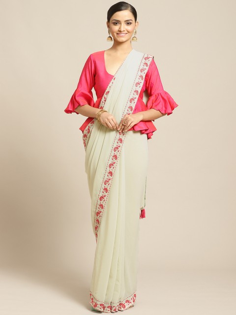

Shaily Green Solid Saree