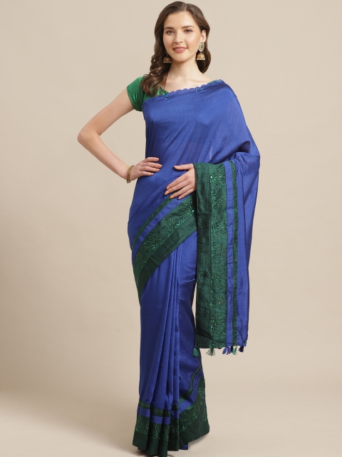 

Shaily Blue Solid Saree