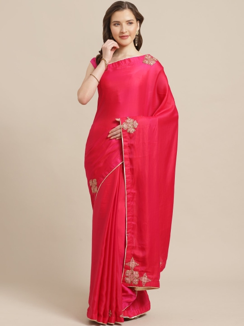 

Shaily Pink Solid Saree