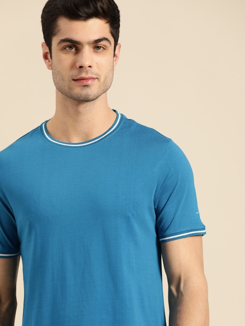 

ether Men Blue Solid Pure Supima Cotton Round Neck T-shirt