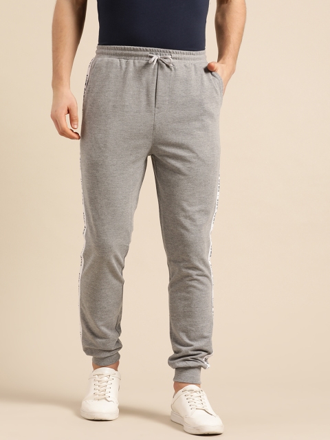 

ether Men Grey Melange Solid Joggers with Side Taping